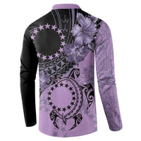 Cook Islands Turtle Button Sweatshirt Stars and Hibiscus - Purple LT01 - Polynesian Pride