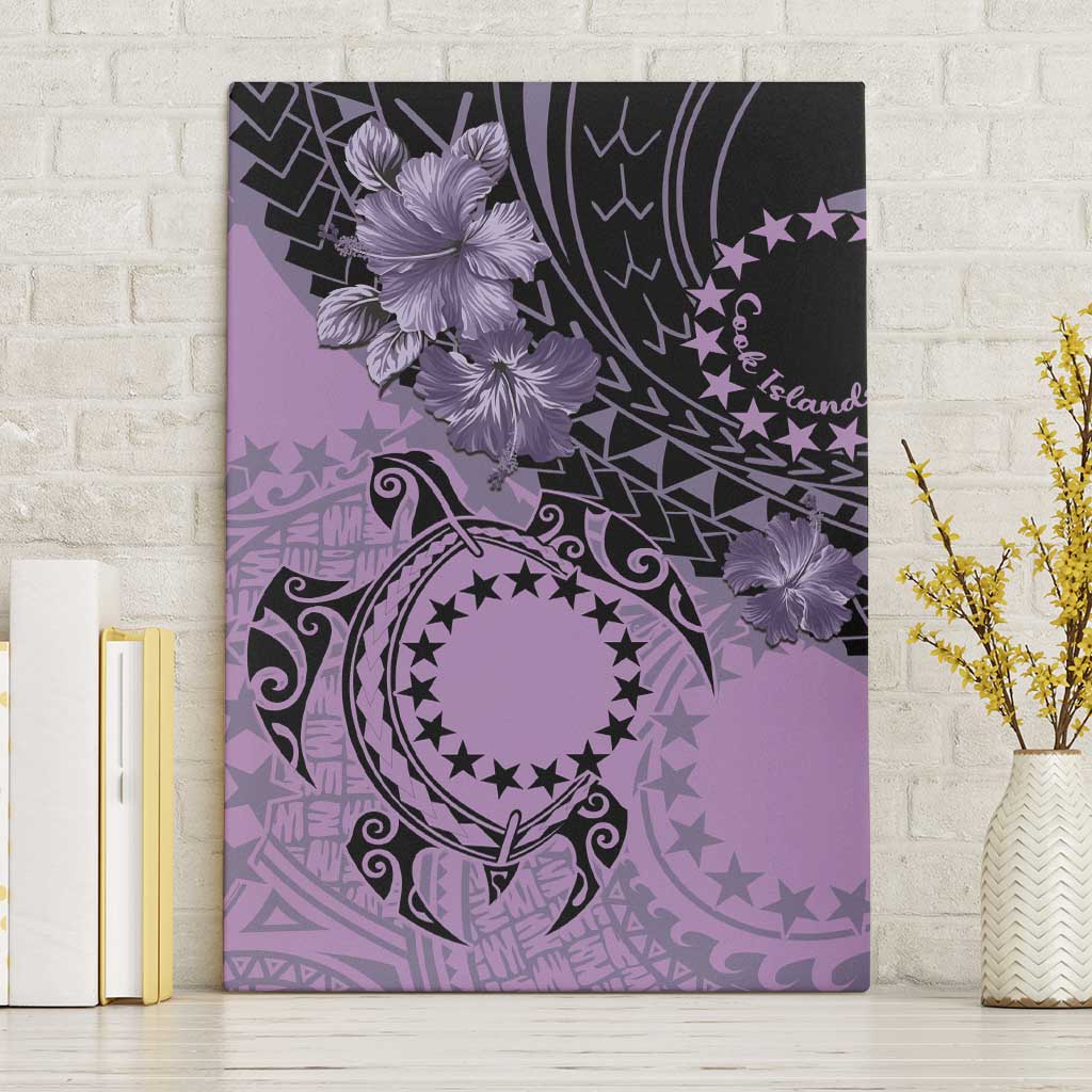 Cook Islands Turtle Canvas Wall Art Stars and Hibiscus - Purple LT01 Without Frame Purple - Polynesian Pride