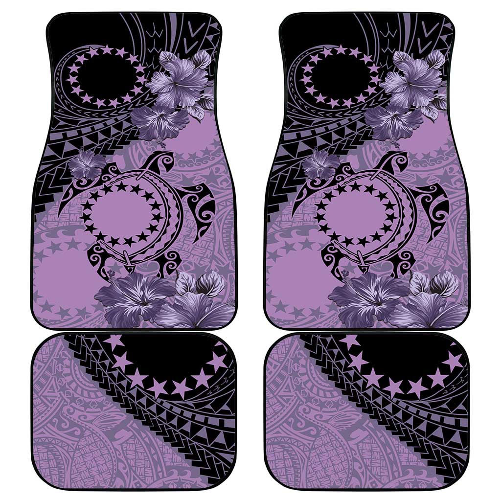 Cook Islands Turtle Car Mats Stars and Hibiscus - Purple LT01 - Polynesian Pride