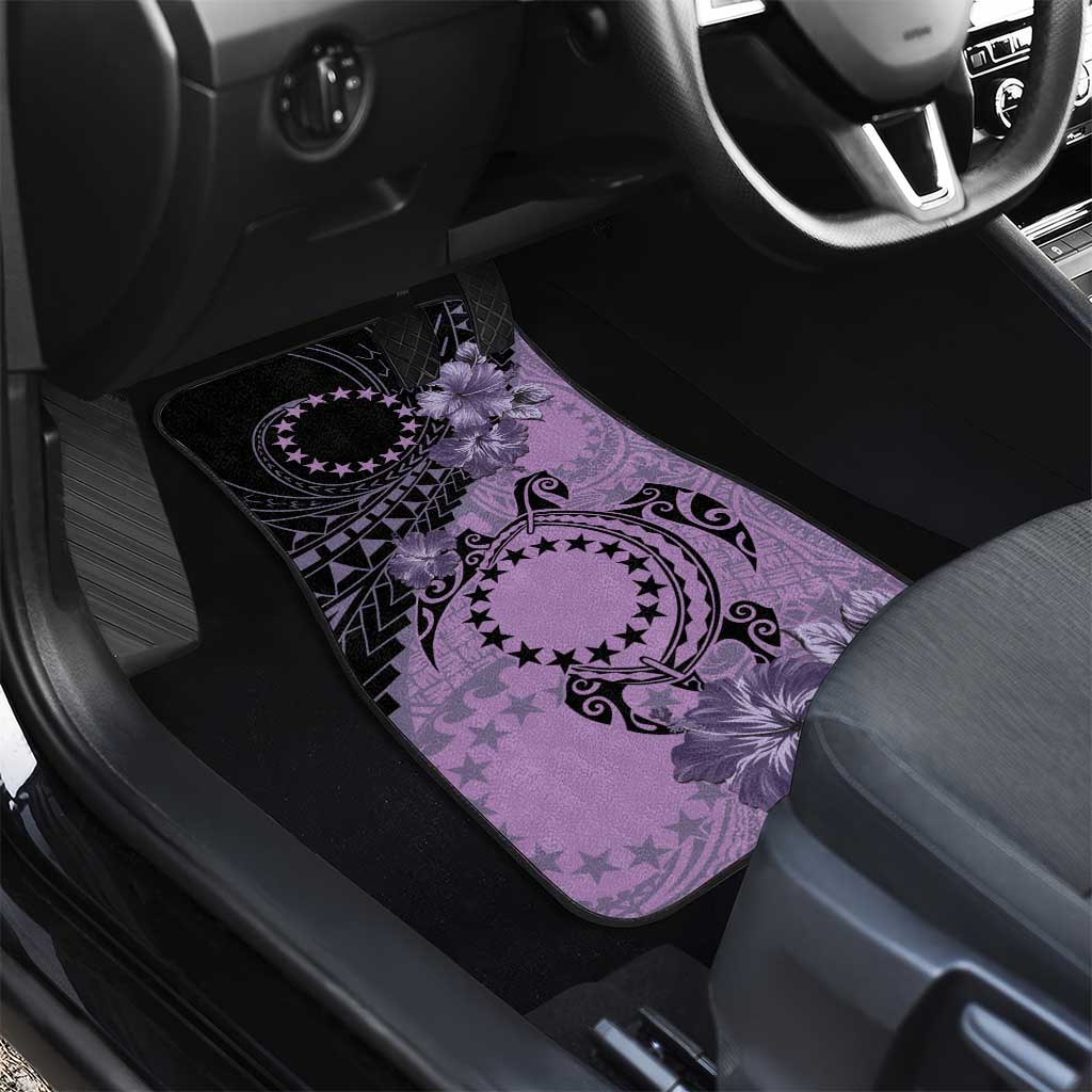 Cook Islands Turtle Car Mats Stars and Hibiscus - Purple LT01 - Polynesian Pride