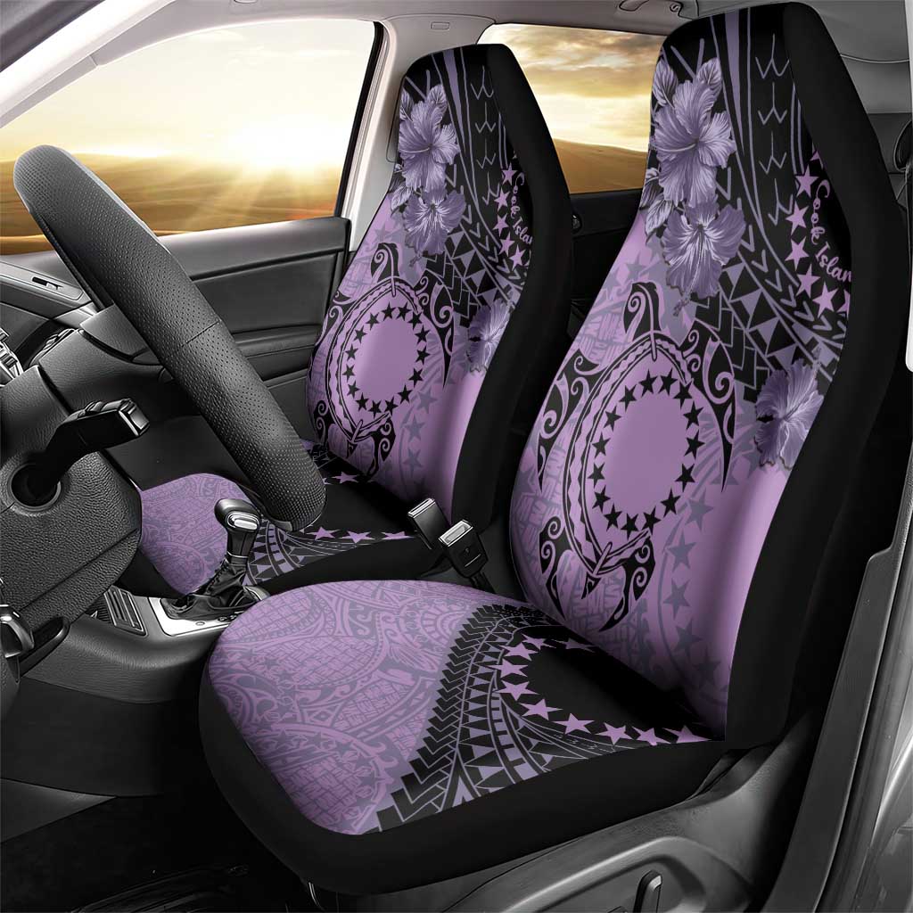 Cook Islands Turtle Car Seat Cover Stars and Hibiscus - Purple
