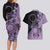 Cook Islands Turtle Couples Matching Long Sleeve Bodycon Dress and Hawaiian Shirt Stars and Hibiscus - Purple