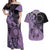 Cook Islands Turtle Couples Matching Off Shoulder Maxi Dress and Hawaiian Shirt Stars and Hibiscus - Purple