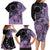 Cook Islands Turtle Family Matching Long Sleeve Bodycon Dress and Hawaiian Shirt Stars and Hibiscus - Purple