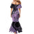 Cook Islands Turtle Family Matching Mermaid Dress and Hawaiian Shirt Stars and Hibiscus - Purple