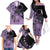 Cook Islands Turtle Family Matching Off The Shoulder Long Sleeve Dress and Hawaiian Shirt Stars and Hibiscus - Purple