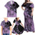 Cook Islands Turtle Family Matching Off Shoulder Maxi Dress and Hawaiian Shirt Stars and Hibiscus - Purple