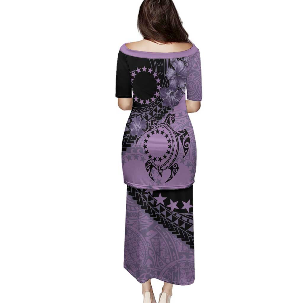 Cook Islands Turtle Family Matching Puletasi and Hawaiian Shirt Stars and Hibiscus - Purple