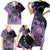 Cook Islands Turtle Family Matching Short Sleeve Bodycon Dress and Hawaiian Shirt Stars and Hibiscus - Purple