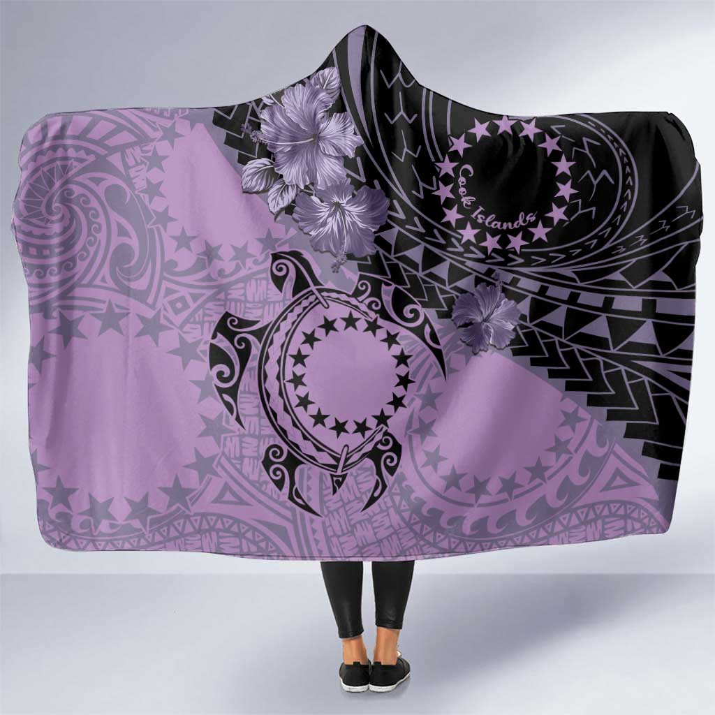 Cook Islands Turtle Hooded Blanket Stars and Hibiscus - Purple LT01 One Size Purple - Polynesian Pride