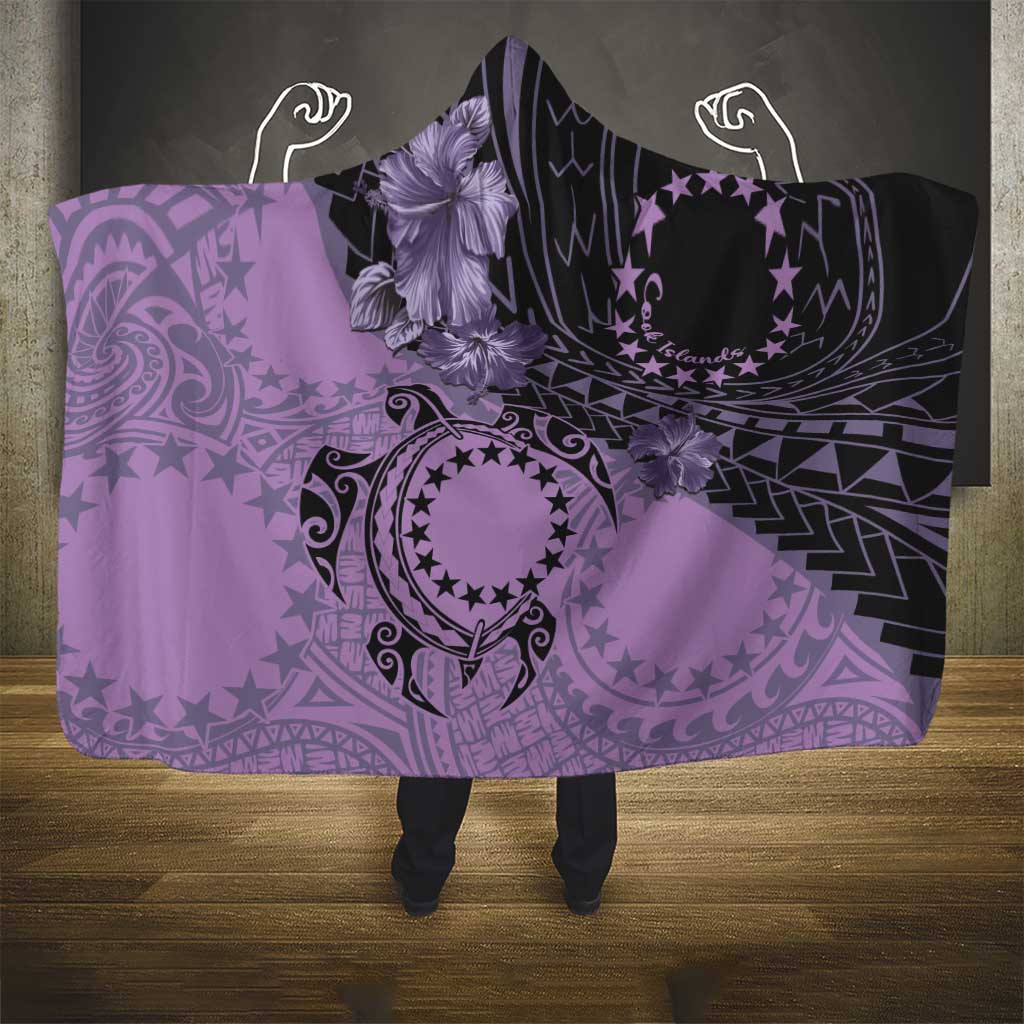 Cook Islands Turtle Hooded Blanket Stars and Hibiscus - Purple LT01 - Polynesian Pride