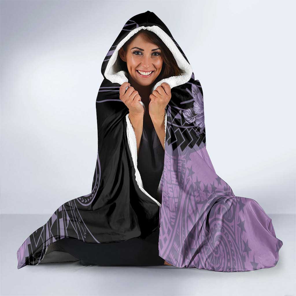 Cook Islands Turtle Hooded Blanket Stars and Hibiscus - Purple LT01 - Polynesian Pride