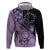 Cook Islands Turtle Hoodie Stars and Hibiscus - Purple