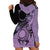 Cook Islands Turtle Hoodie Dress Stars and Hibiscus - Purple