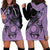 Cook Islands Turtle Hoodie Dress Stars and Hibiscus - Purple