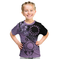 Cook Islands Turtle Kid T Shirt Stars and Hibiscus - Purple LT01 Purple - Polynesian Pride