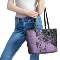 Cook Islands Turtle Leather Tote Bag Stars and Hibiscus - Purple LT01 - Polynesian Pride