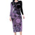 Cook Islands Turtle Long Sleeve Bodycon Dress Stars and Hibiscus - Purple