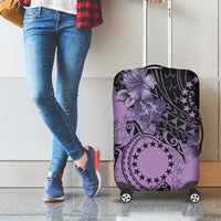 Cook Islands Turtle Luggage Cover Stars and Hibiscus - Purple