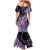 Cook Islands Turtle Mermaid Dress Stars and Hibiscus - Purple