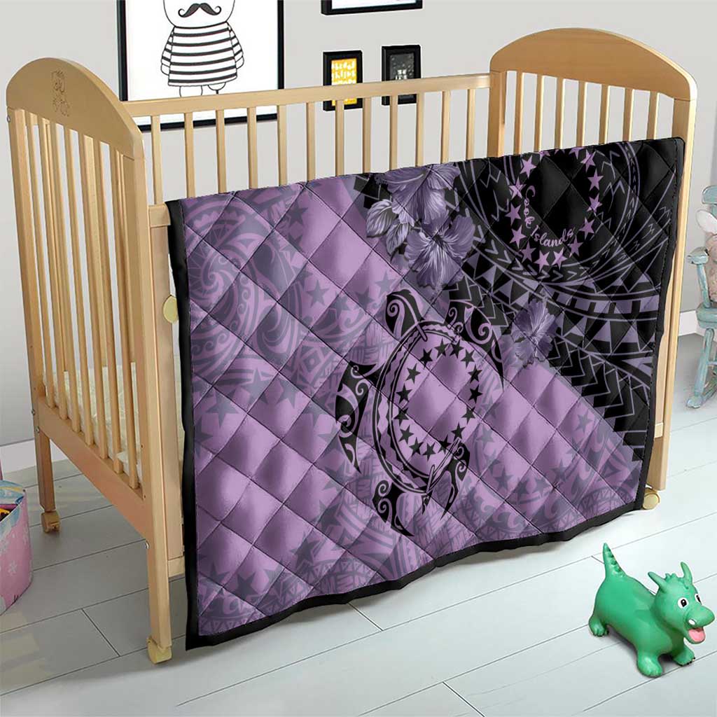 Cook Islands Turtle Quilt Stars and Hibiscus - Purple