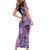 Cook Islands Turtle Short Sleeve Bodycon Dress Stars and Hibiscus - Purple