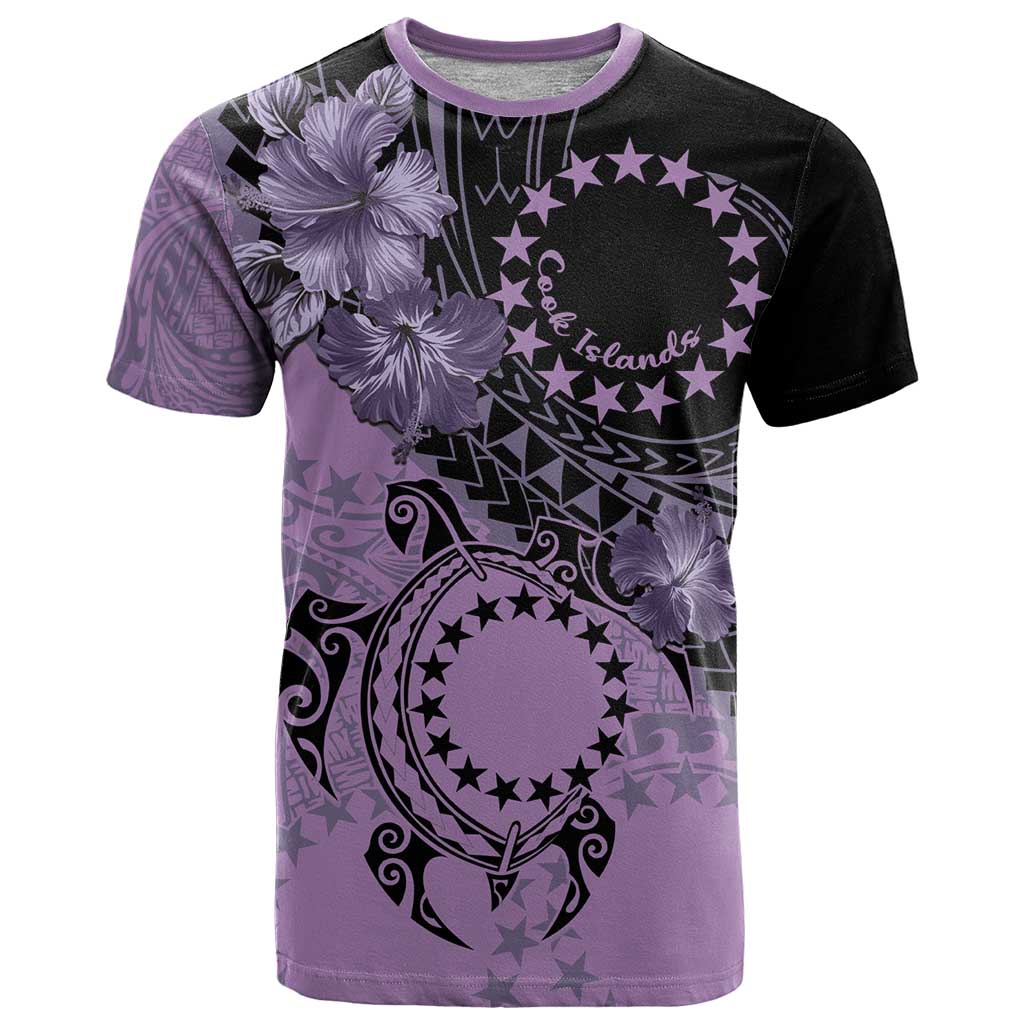 Cook Islands Turtle T Shirt Stars and Hibiscus - Purple LT01 Purple - Polynesian Pride