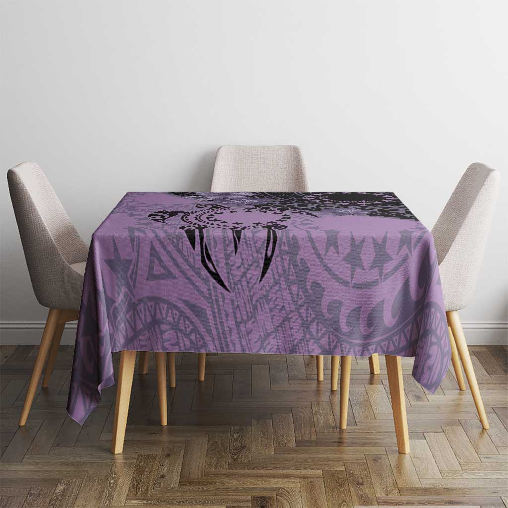 Cook Islands Turtle Tablecloth Stars and Hibiscus - Purple LT01 - Polynesian Pride