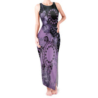 Cook Islands Turtle Tank Maxi Dress Stars and Hibiscus - Purple LT01 Women Purple - Polynesian Pride