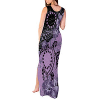 Cook Islands Turtle Tank Maxi Dress Stars and Hibiscus - Purple LT01 - Polynesian Pride