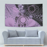 Cook Islands Turtle Tapestry Stars and Hibiscus - Purple