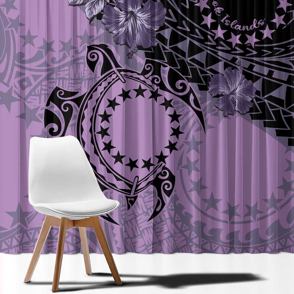 Cook Islands Turtle Window Curtain Stars and Hibiscus - Purple LT01 - Polynesian Pride