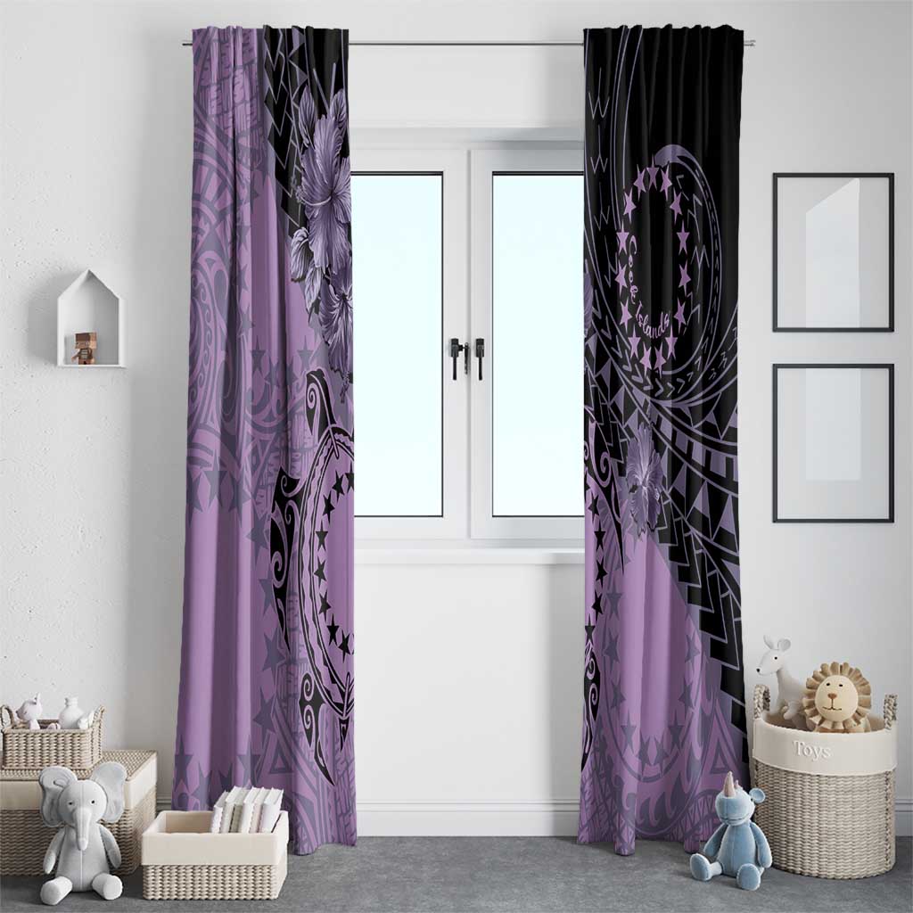 Cook Islands Turtle Window Curtain Stars and Hibiscus - Purple LT01 - Polynesian Pride