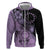 Cook Islands Turtle Zip Hoodie Stars and Hibiscus - Purple