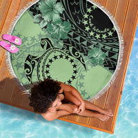 Cook Islands Turtle Beach Blanket Stars and Hibiscus - Green LT01 - Polynesian Pride