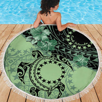 Cook Islands Turtle Beach Blanket Stars and Hibiscus - Green LT01 - Polynesian Pride