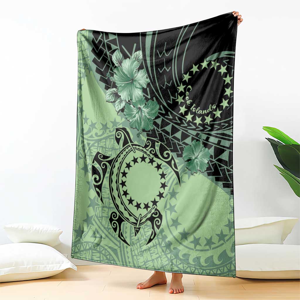 Cook Islands Turtle Blanket Stars and Hibiscus - Green LT01 - Polynesian Pride