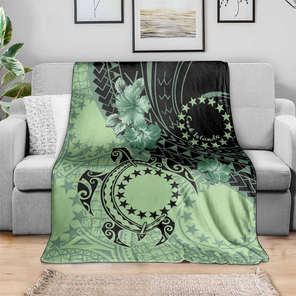 Cook Islands Turtle Blanket Stars and Hibiscus - Green LT01 - Polynesian Pride