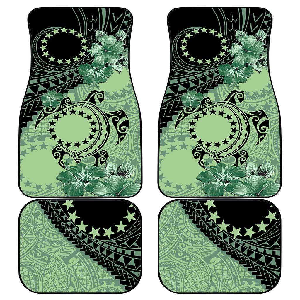 Cook Islands Turtle Car Mats Stars and Hibiscus - Green LT01 - Polynesian Pride