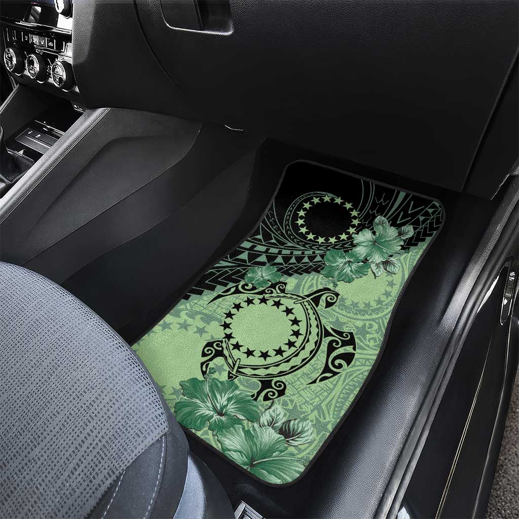 Cook Islands Turtle Car Mats Stars and Hibiscus - Green LT01 - Polynesian Pride
