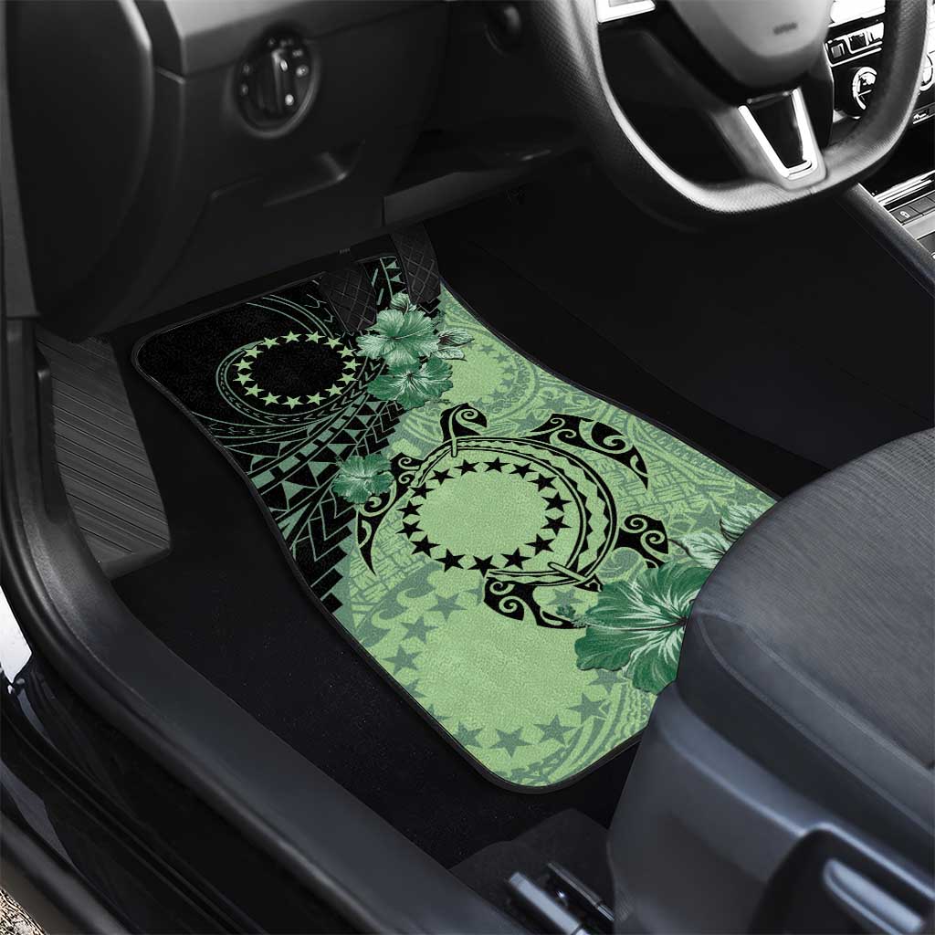 Cook Islands Turtle Car Mats Stars and Hibiscus - Green LT01 - Polynesian Pride