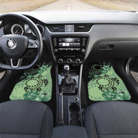 Cook Islands Turtle Car Mats Stars and Hibiscus - Green LT01 Set 2pcs - Front Green - Polynesian Pride