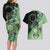 Cook Islands Turtle Couples Matching Long Sleeve Bodycon Dress and Hawaiian Shirt Stars and Hibiscus - Green