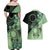 Cook Islands Turtle Couples Matching Off Shoulder Maxi Dress and Hawaiian Shirt Stars and Hibiscus - Green