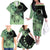 Cook Islands Turtle Family Matching Off The Shoulder Long Sleeve Dress and Hawaiian Shirt Stars and Hibiscus - Green