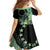 Cook Islands Turtle Family Matching Off Shoulder Maxi Dress and Hawaiian Shirt Stars and Hibiscus - Green