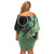 Cook Islands Turtle Family Matching Off Shoulder Short Dress and Hawaiian Shirt Stars and Hibiscus - Green