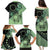 Cook Islands Turtle Family Matching Puletasi and Hawaiian Shirt Stars and Hibiscus - Green