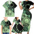 Cook Islands Turtle Family Matching Short Sleeve Bodycon Dress and Hawaiian Shirt Stars and Hibiscus - Green