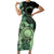 Cook Islands Turtle Family Matching Short Sleeve Bodycon Dress and Hawaiian Shirt Stars and Hibiscus - Green